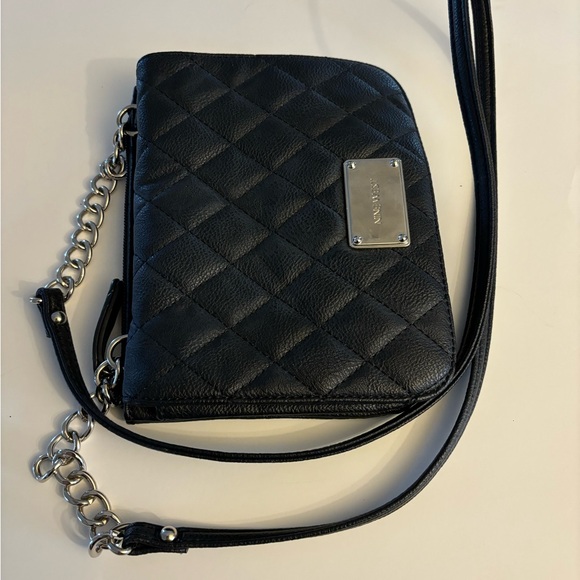 Nine West Black Quilted Crossbody/Shoulder Bag with Silver Toned Accents - Picture 5 of 10